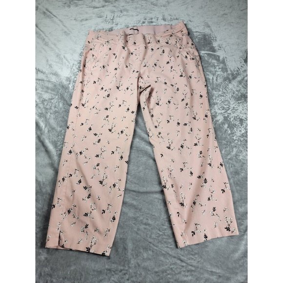 Lane Bryant Allie Floral Elastic Waist 22R Pink, side Pockets pants, pull on - Picture 1 of 7